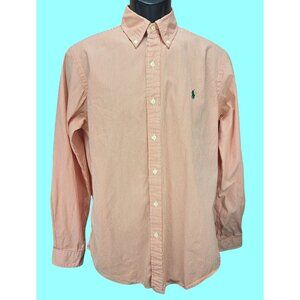 Ralph Lauren Mens Orange Striped Dress Shirt Medium
